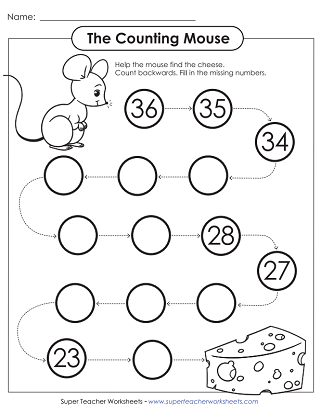 Counting Backwards Worksheets